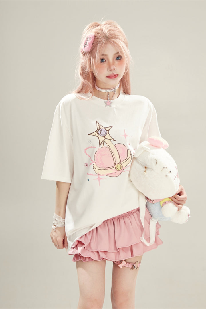 Heart Print Relaxed Fit Tee