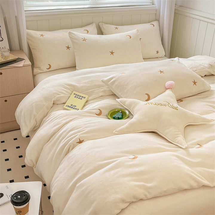Moon Stars Embroidered Bedding Set