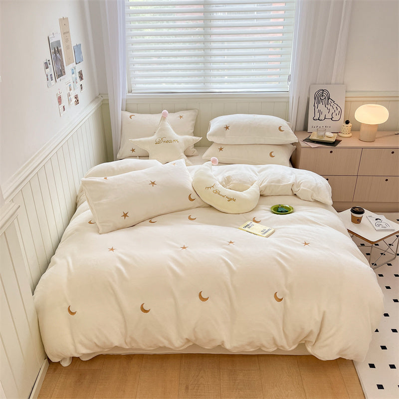 Moon Stars Embroidered Bedding Set