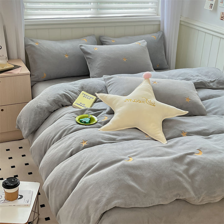 Moon Stars Embroidered Bedding Set