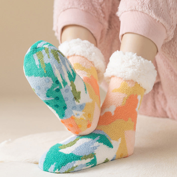 Oil Painting Pattern Wool Plush Winter Thick Socks