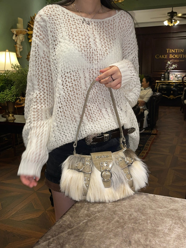 Y2K Faux Mink Fur Underarm Bag