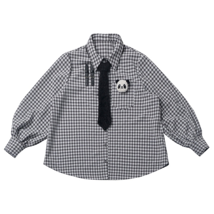 Panda Patch Gingham Shirt /Pants /Jacket