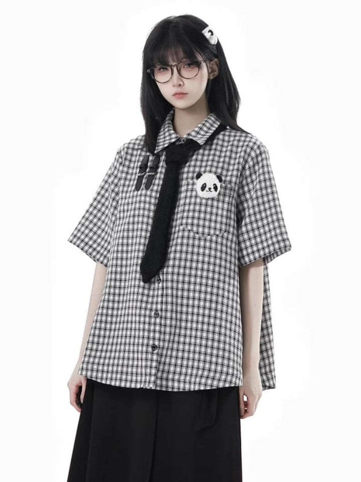 Panda Patch Gingham Shirt /Pants /Jacket