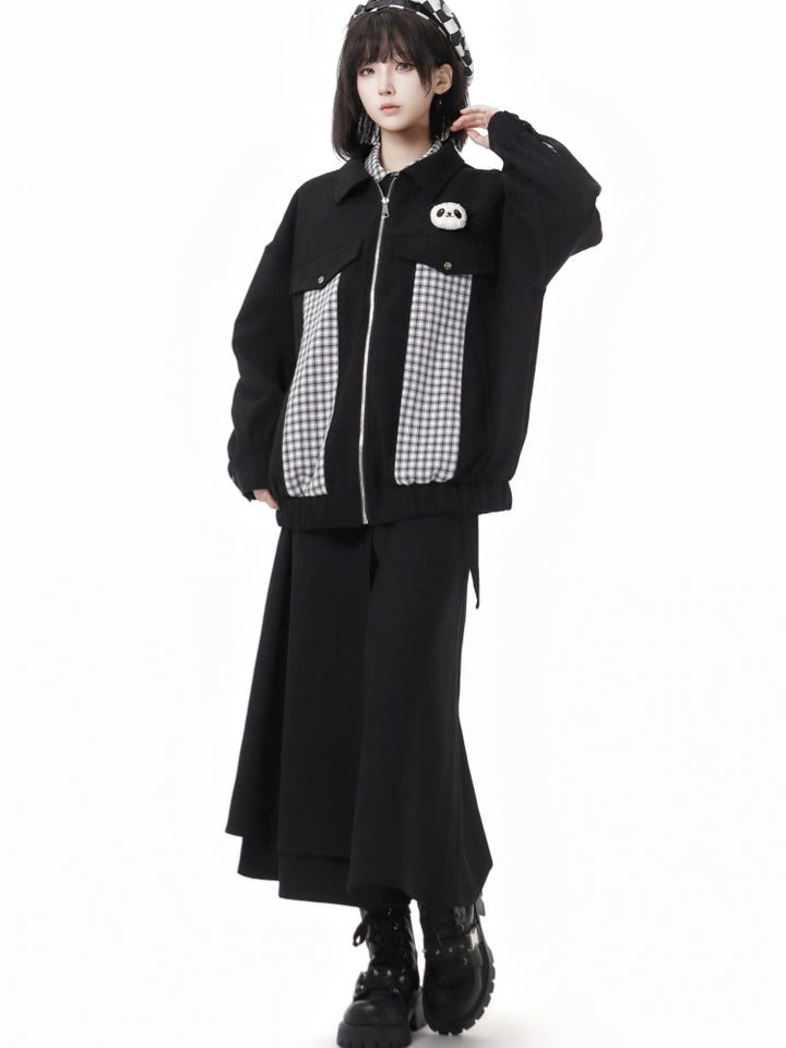 Panda Patch Gingham Shirt /Pants /Jacket