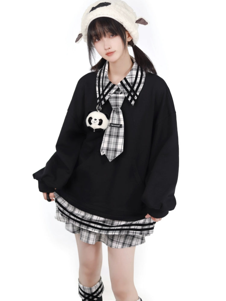 Plaid School Uniform Bow Coat / Hoodie / Shirt / Skirt / Leg Warmers