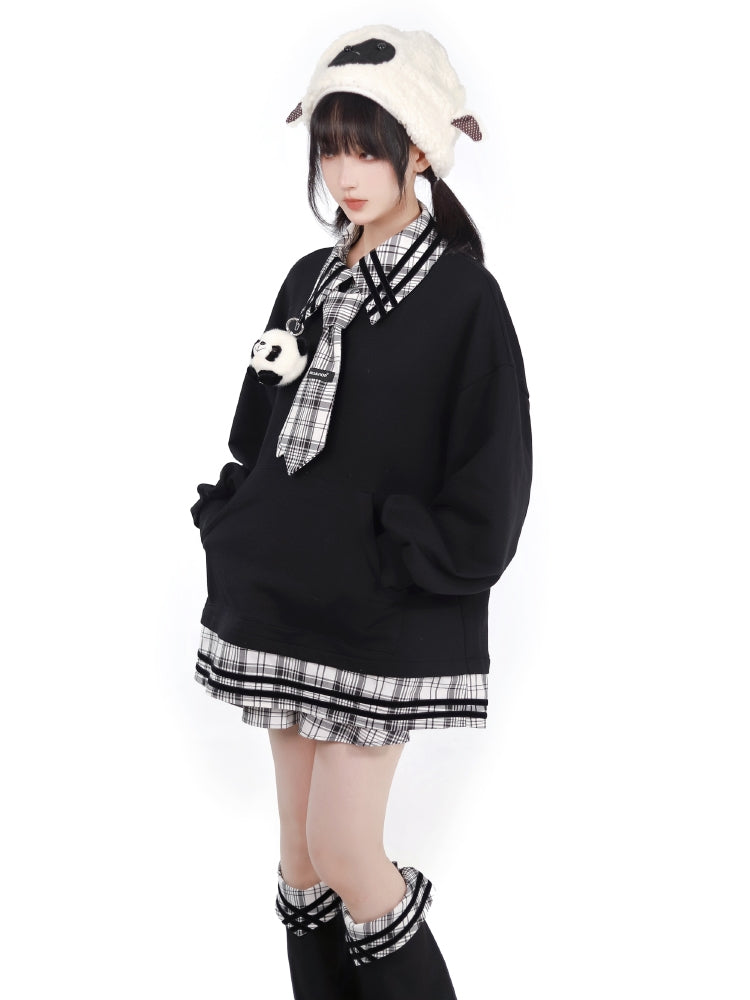 Plaid School Uniform Bow Coat / Hoodie / Shirt / Skirt / Leg Warmers