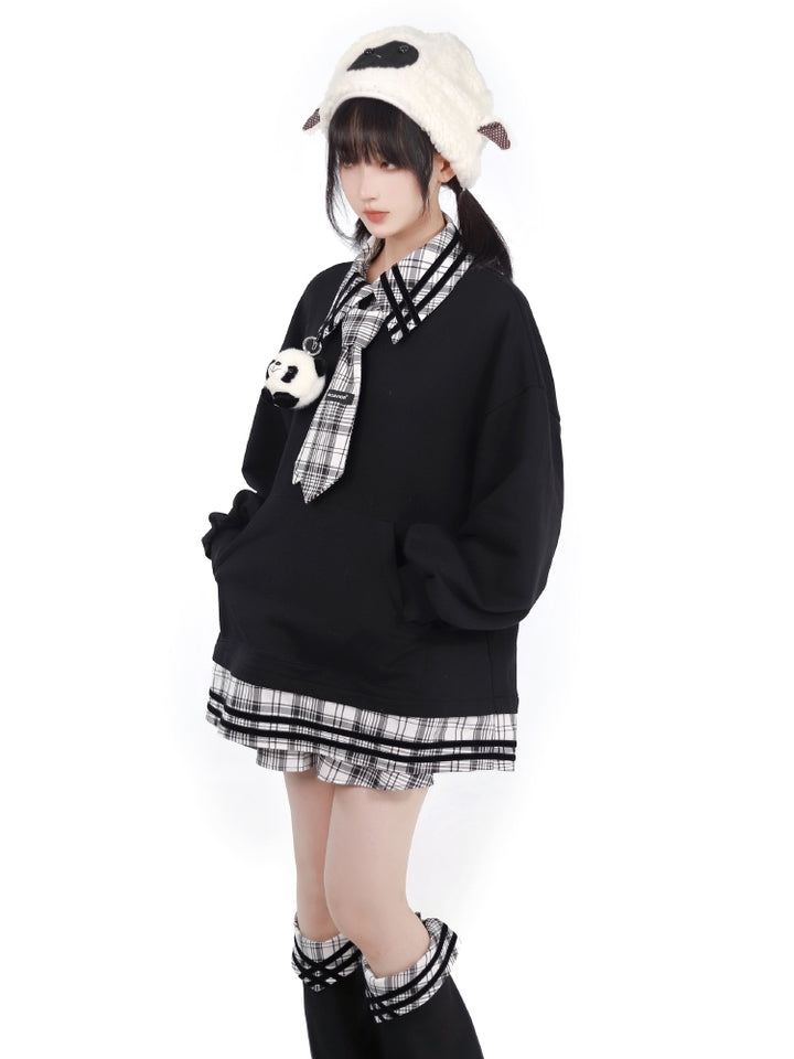 Plaid School Uniform Bow Coat / Hoodie / Shirt / Skirt / Leg Warmers
