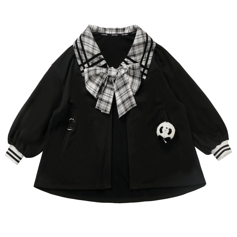 Plaid School Uniform Bow Coat / Hoodie / Shirt / Skirt / Leg Warmers