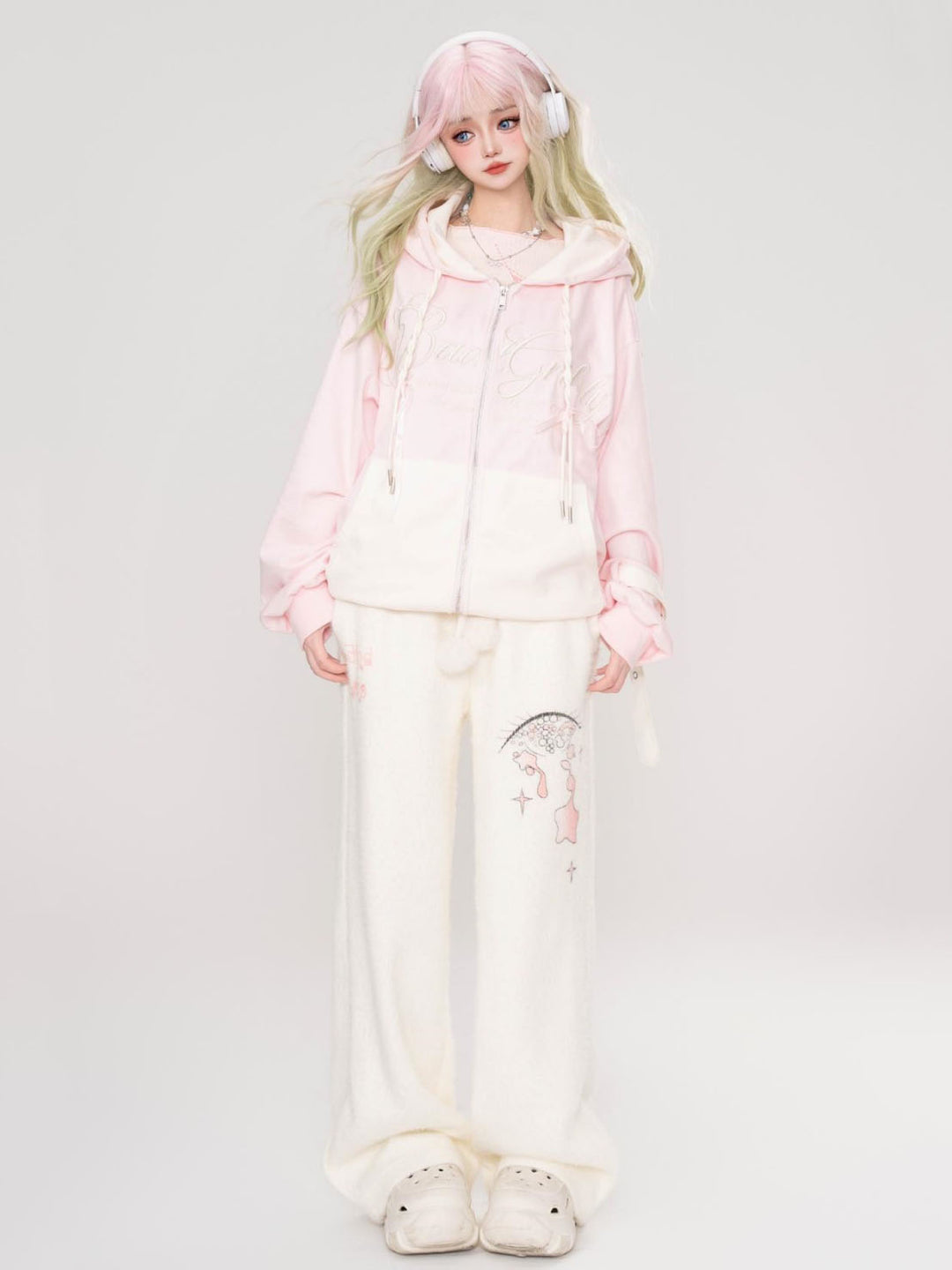 Pink Letters Printed Dopamine hoodie spring top