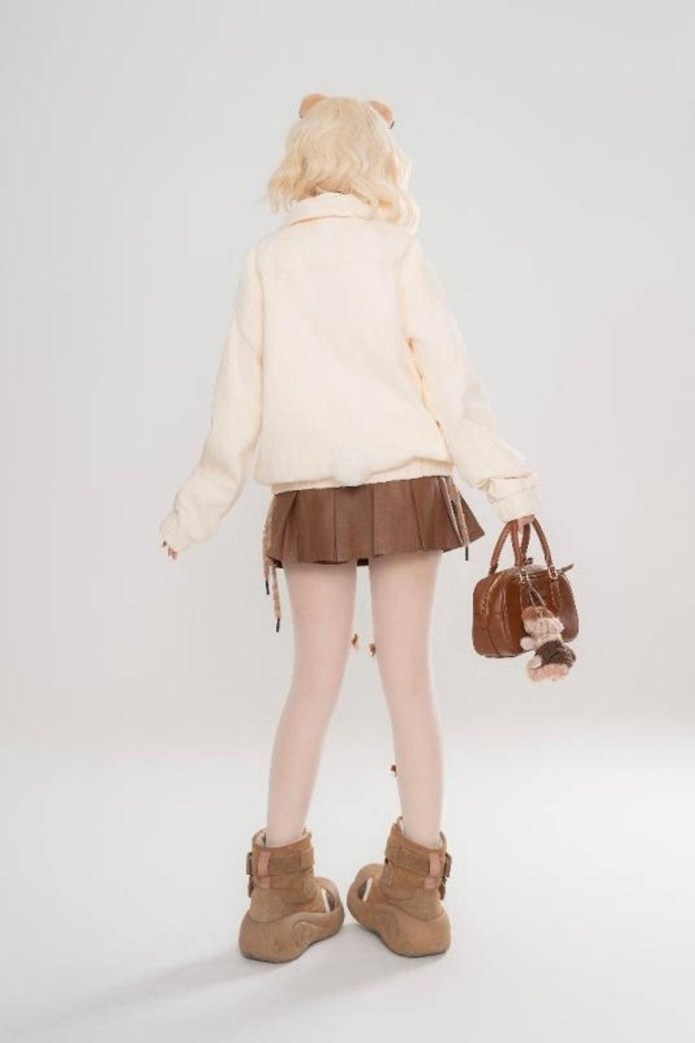 Bear Paw Embroidered Sweet Style Loose Spring Hoodie