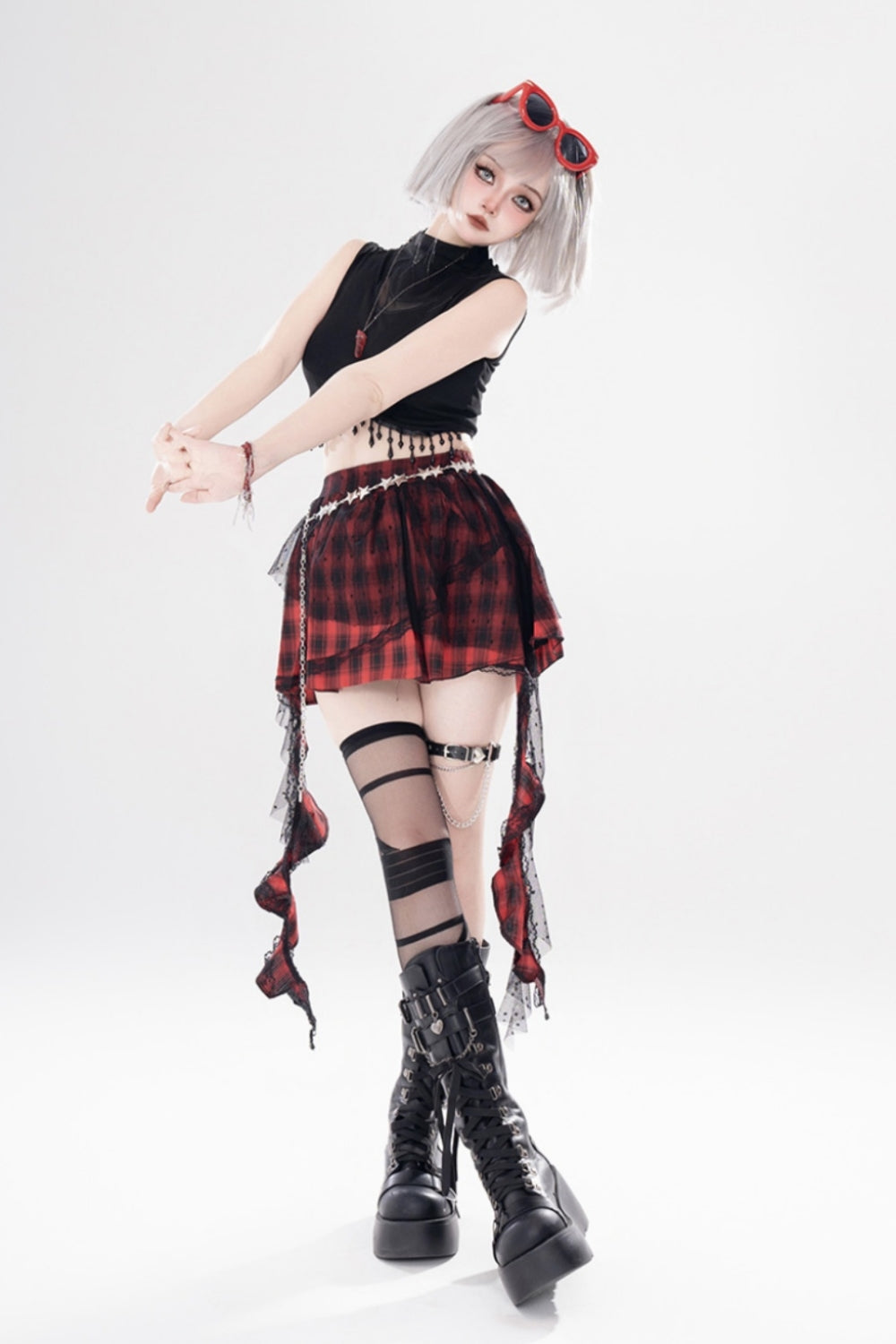 Punk Style Subculture Fringe Vest Design Black Top