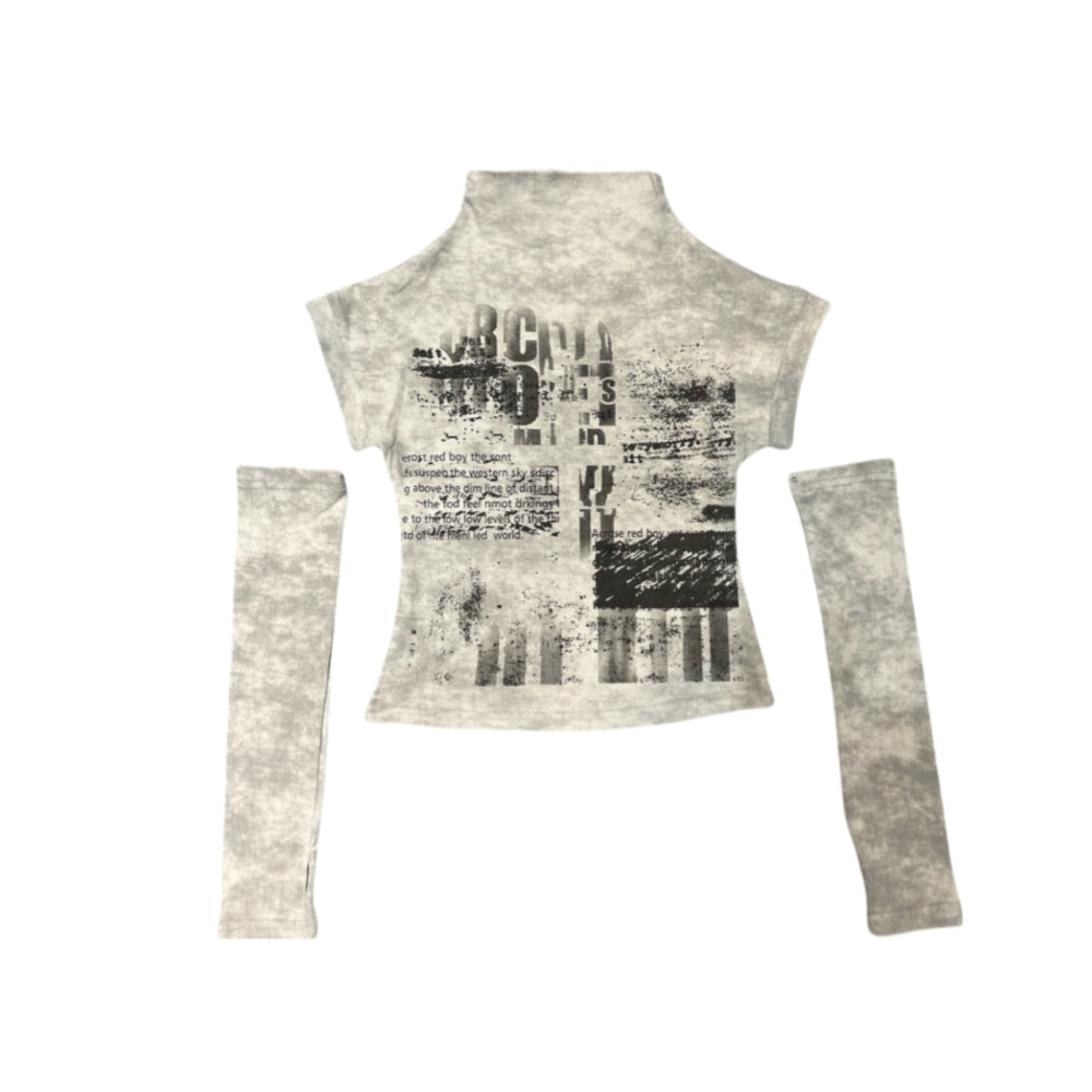 Light Gray Millennial Baddie Turtleneck Fitted T-Shirt