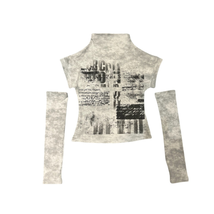 Light Gray Millennial Baddie Turtleneck Fitted T-Shirt