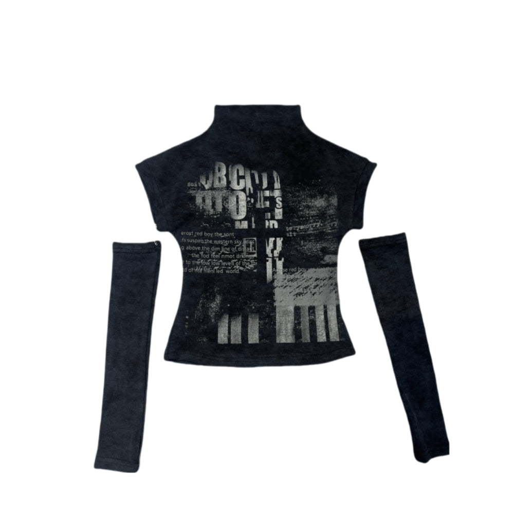 Black Millennial Baddie Turtleneck Fitted T-Shirt