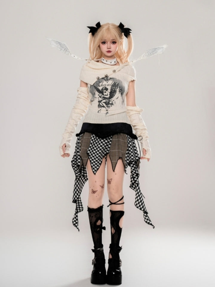 Gothic American-Style Detachable Glove Collar Apricot Top