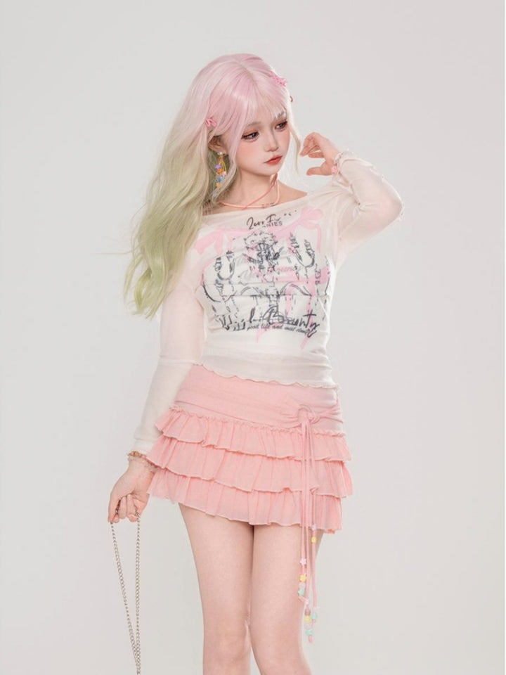 Pink Hot Girl Pleated Midi Skirt