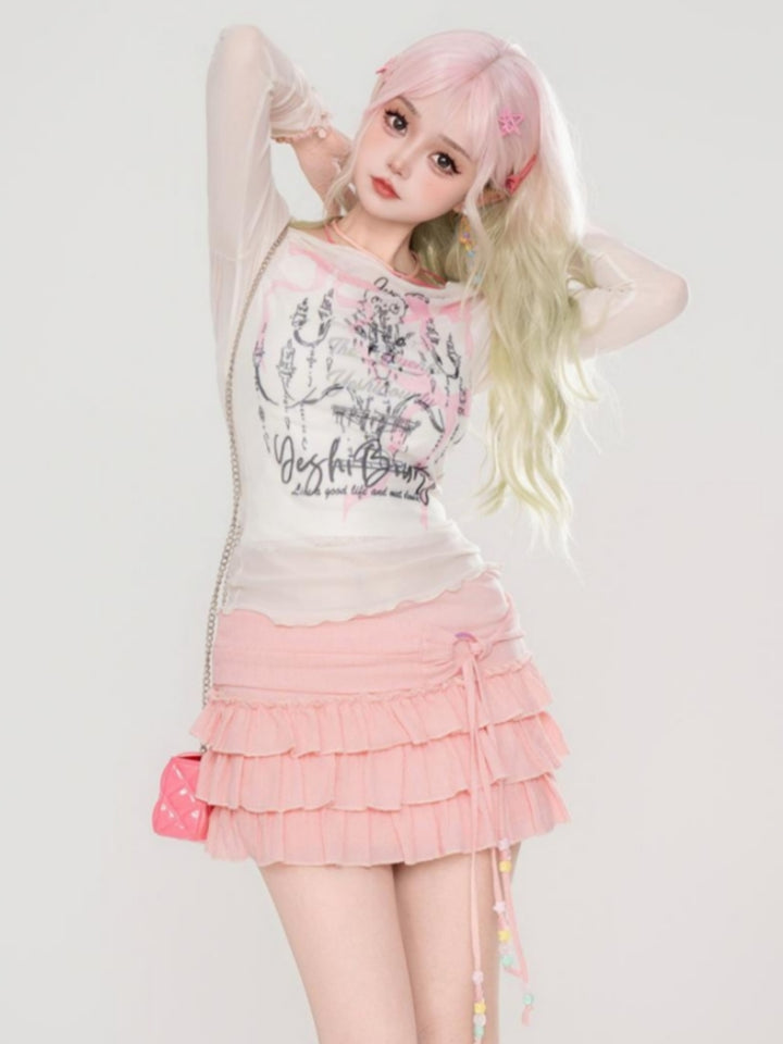 Pink Hot Girl Pleated Midi Skirt