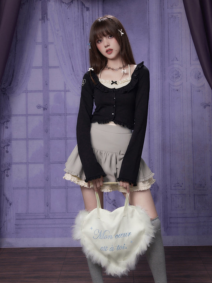 Black Halter Neck Fake Two-Piece Cardigan Slimming Top