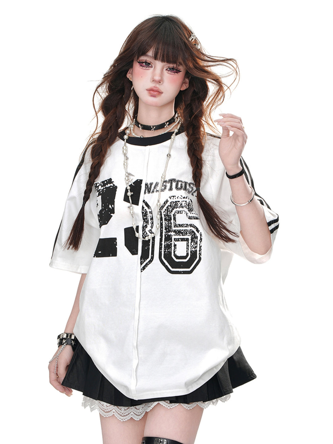 Letters Print Loose Fit White Sports Top for Summer