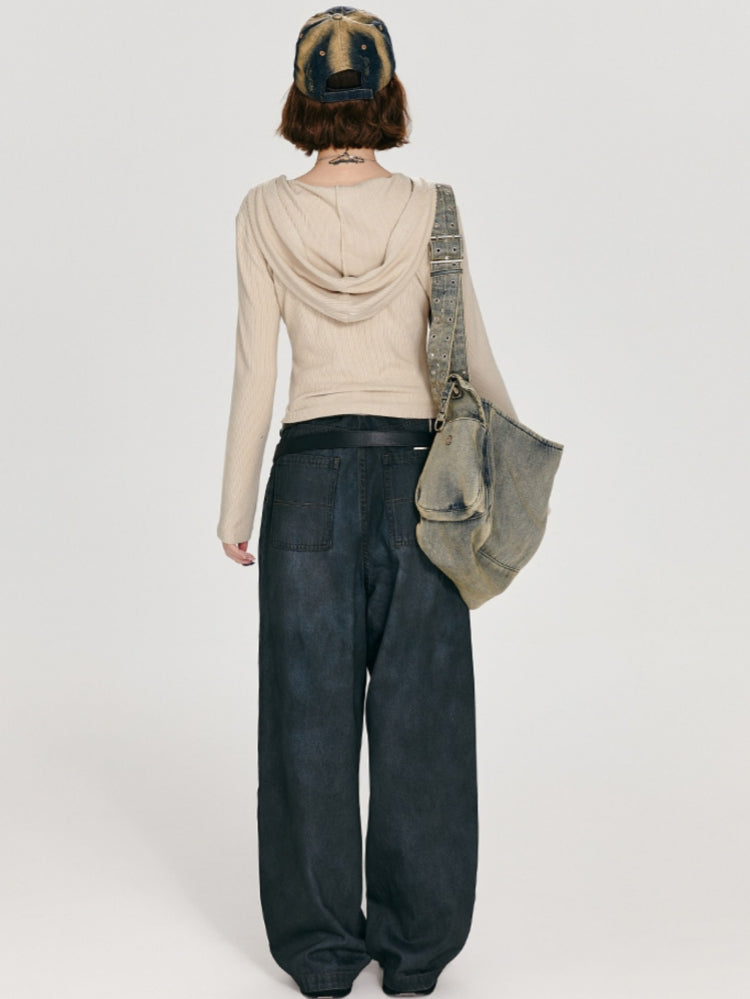 Apricot Hooded Long Sleeve Top