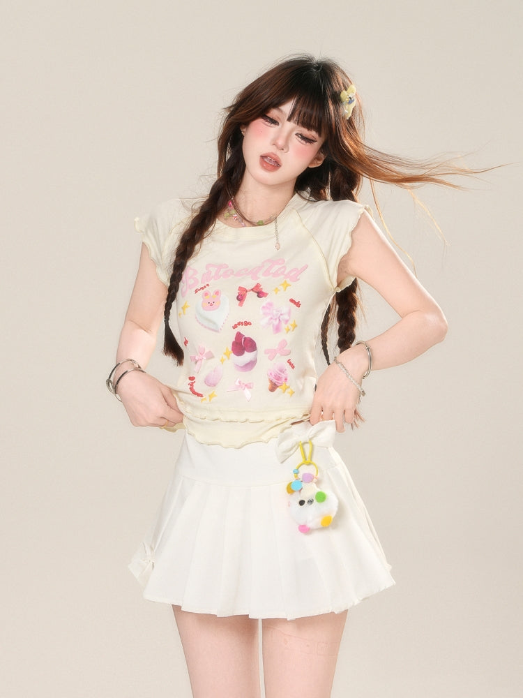 Spicy Girl Short-Sleeve Crop Apricot T-Shirt