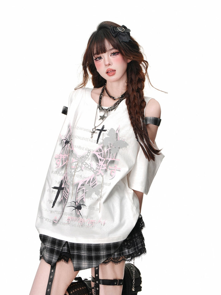 White Loose-Fit Short-Sleeve Cotton Top