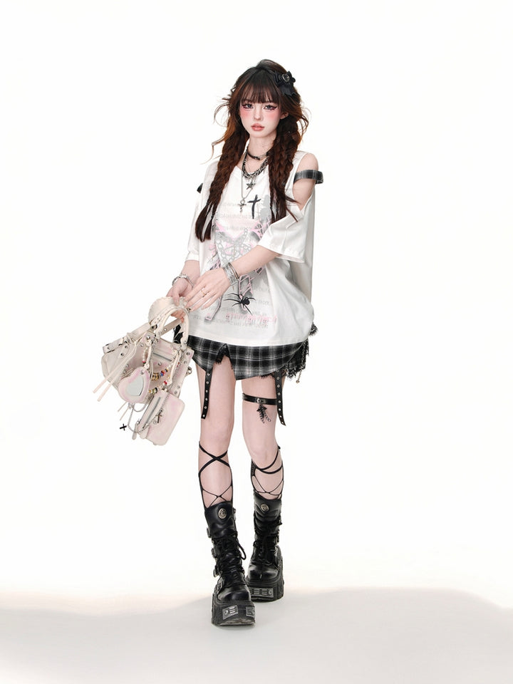 White Loose-Fit Short-Sleeve Cotton Top