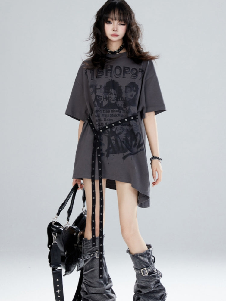 Hot Girl Street Style Oversized Irregular T-shirt