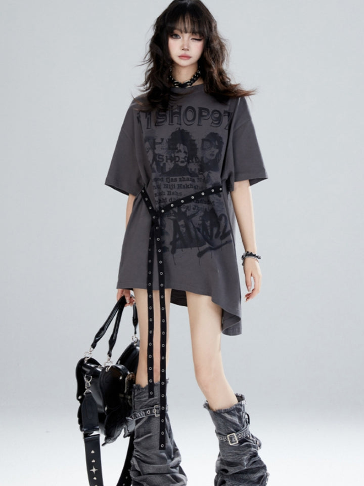 Hot Girl Street Style Oversized Irregular T-shirt