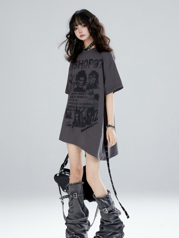 Hot Girl Street Style Oversized Irregular T-shirt