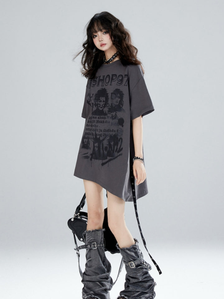 Hot Girl Street Style Oversized Irregular T-shirt