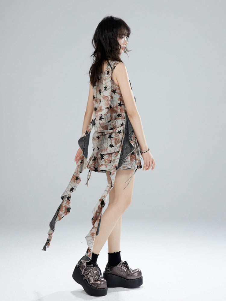 Post-apocalyptic fashion Star Sleeveless Top Skirt