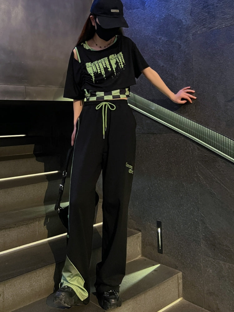 Black and Green Gradient Summer Casual Pants