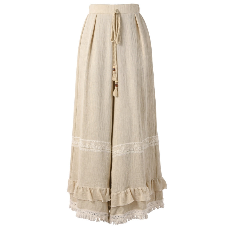 Tassel Lace Patchwork Loose Casual Pants