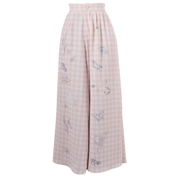 Sweet Pink Butterfly Print Wide-Leg Pants