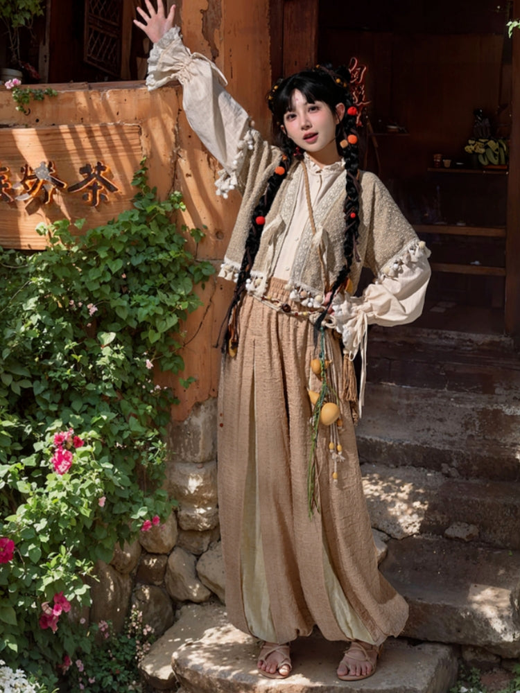 Vintage Ethnic-Style Lantern Casual Pants
