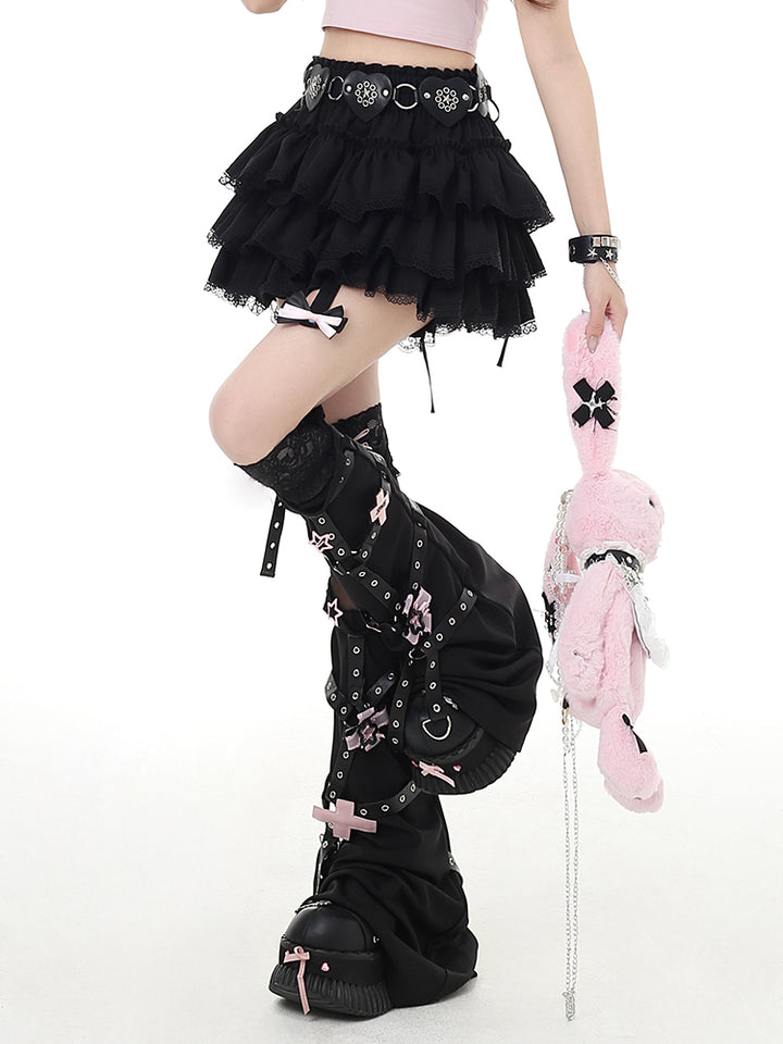 Pink / Black / Red Light Y2K Aesthetic Bow Detail Skirt for Summer