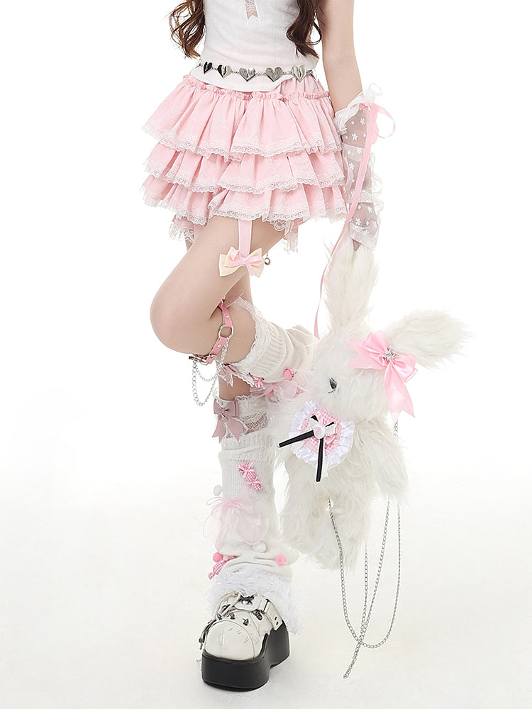 Pink / Black / Red Light Y2K Aesthetic Bow Detail Skirt for Summer