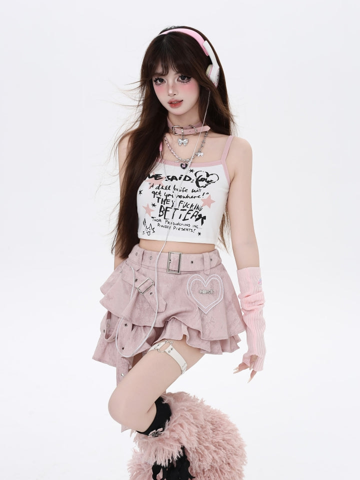Y2K Cool High-Waisted Asymmetrical Pleated Skirt Spring/Summer