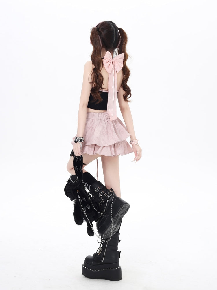 Y2K Cool High-Waisted Asymmetrical Pleated Skirt Spring/Summer