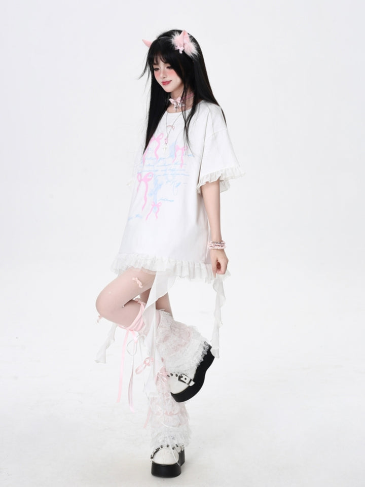 Bow and Ribbon Loose-Fit T-Shirt for Summer