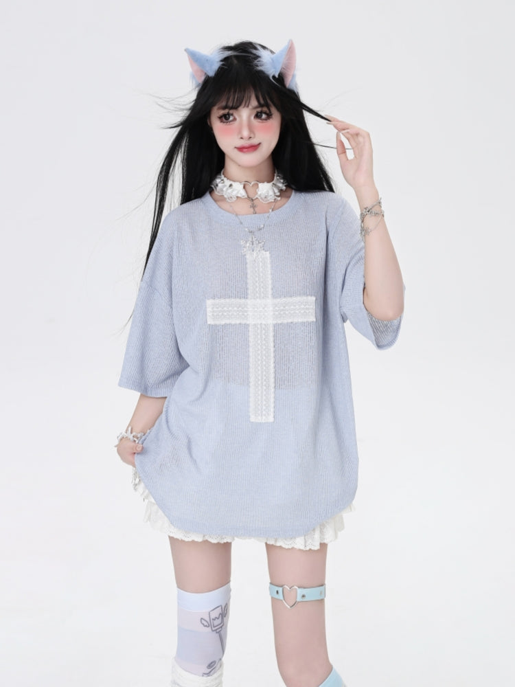 Subculture Cross Patch Loose-Fit Short Sleeve T-Shirt