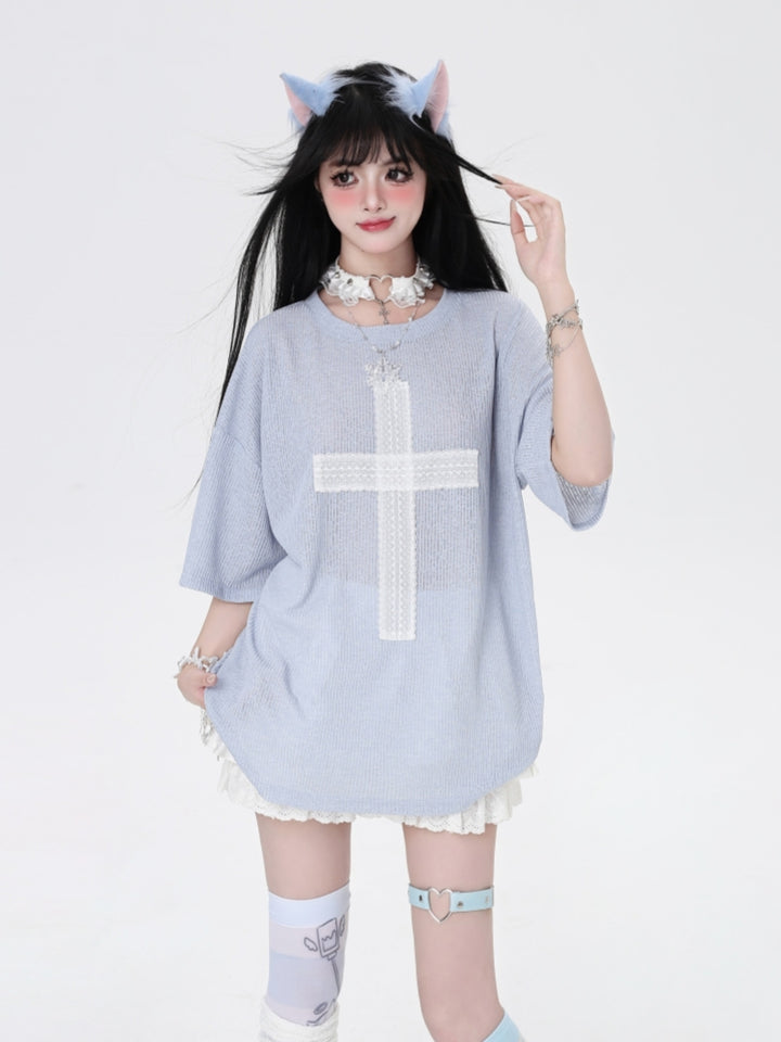 Subculture Cross Patch Loose-Fit Short Sleeve T-Shirt