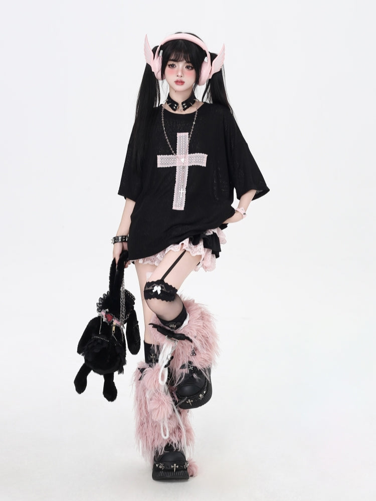 Subculture Cross Patch Loose-Fit Short Sleeve T-Shirt