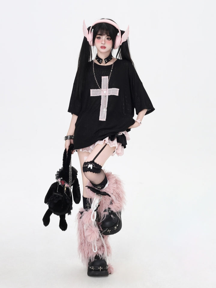 Subculture Cross Patch Loose-Fit Short Sleeve T-Shirt