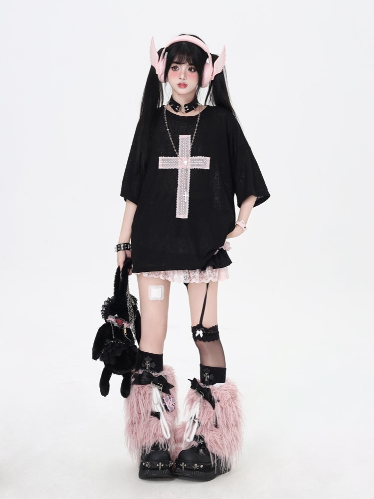 Subculture Cross Patch Loose-Fit Short Sleeve T-Shirt