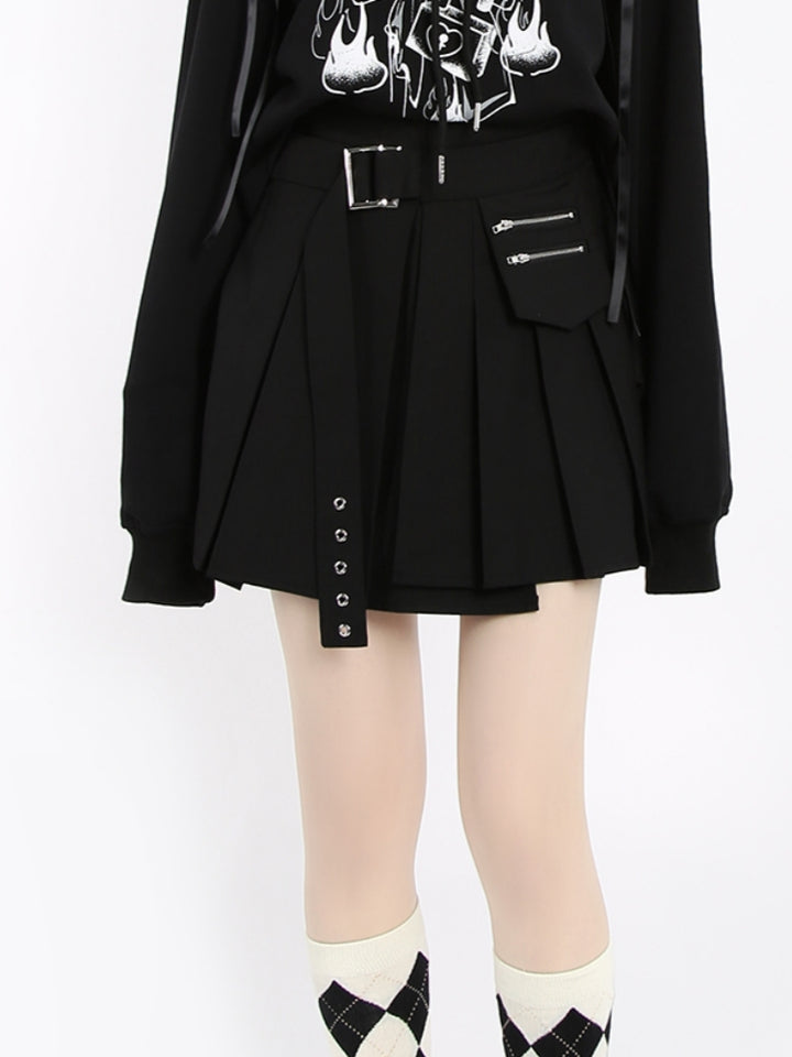 Punk High-Waisted Irregular Patchwork Skirt