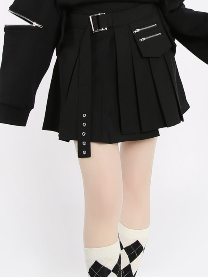 Punk High-Waisted Irregular Patchwork Skirt