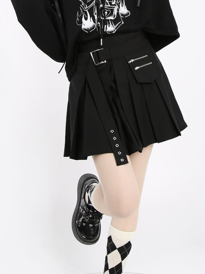 Punk High-Waisted Irregular Patchwork Skirt
